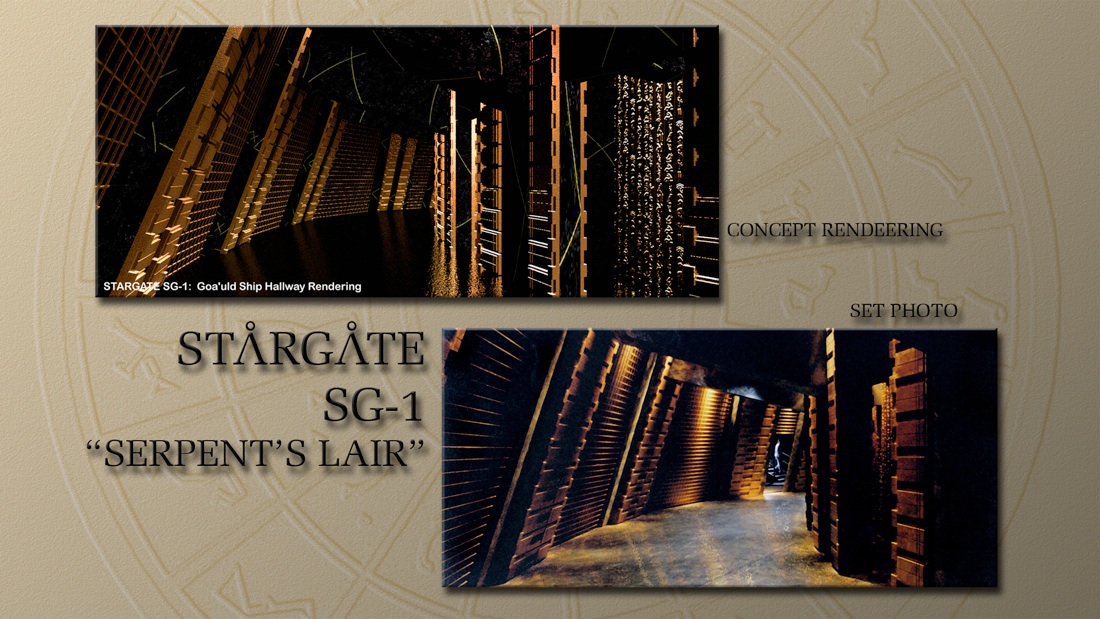 Concept Rendering and Photo of Goa'Uld Ship Hallway SERPENT'S LAIR