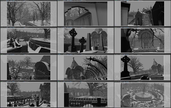 Screen Capture of Various Camera Angles in White Model