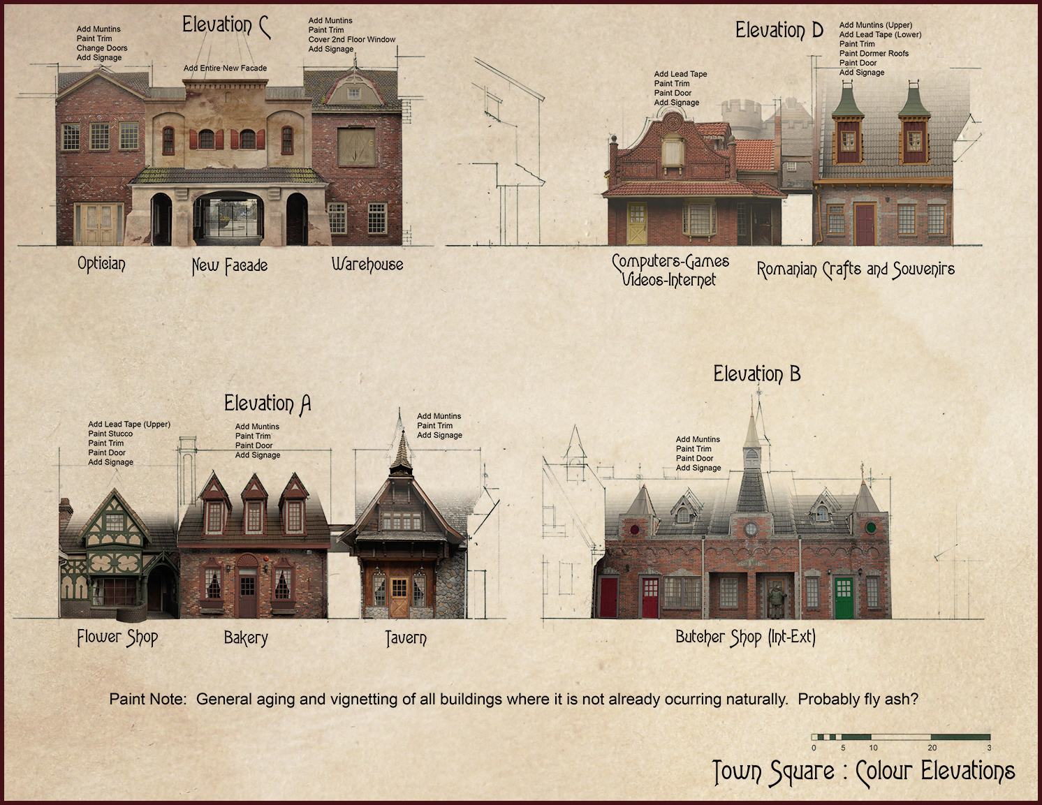 Paint Elevations for Romanian Town Square
