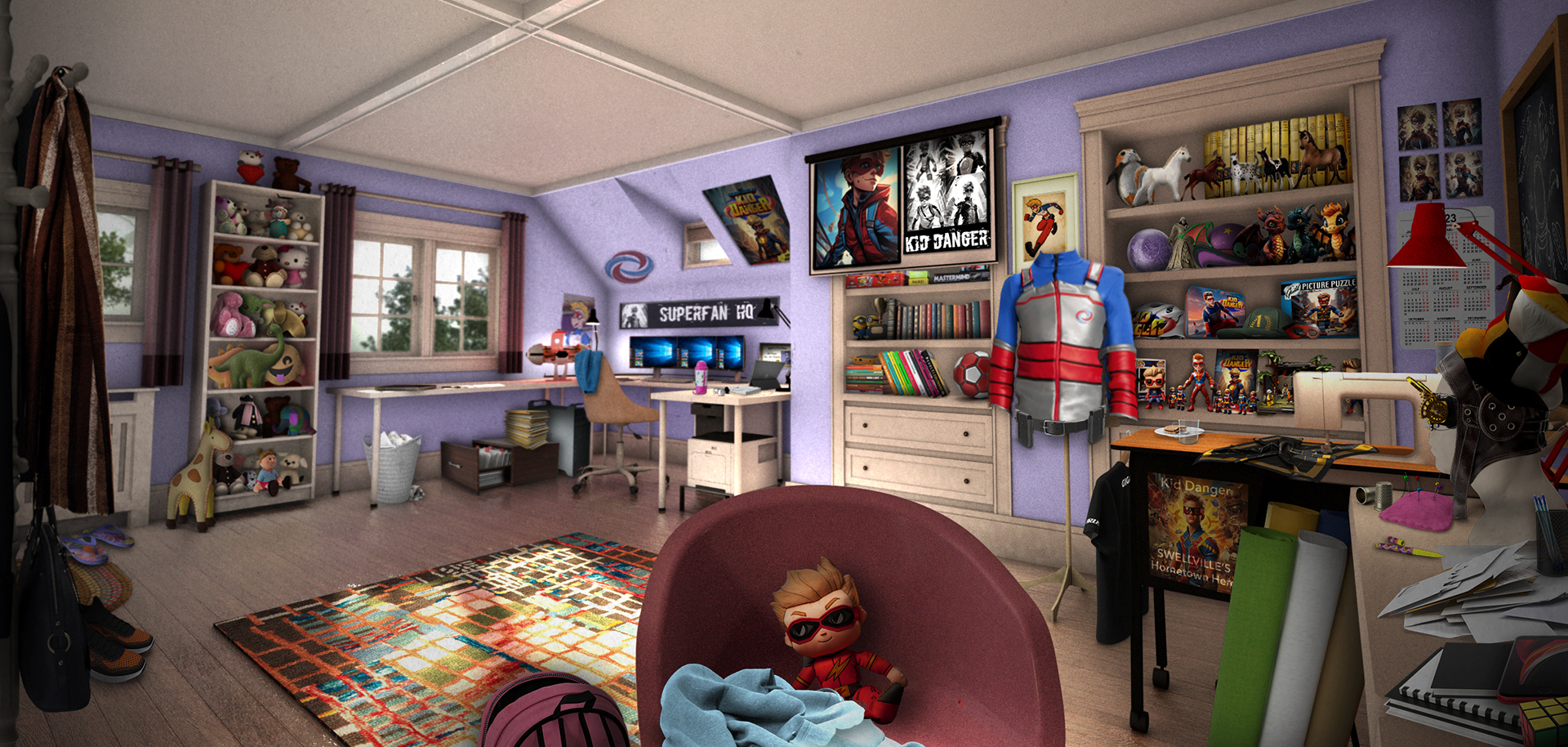 Superfan Bedroom Concept Illustration