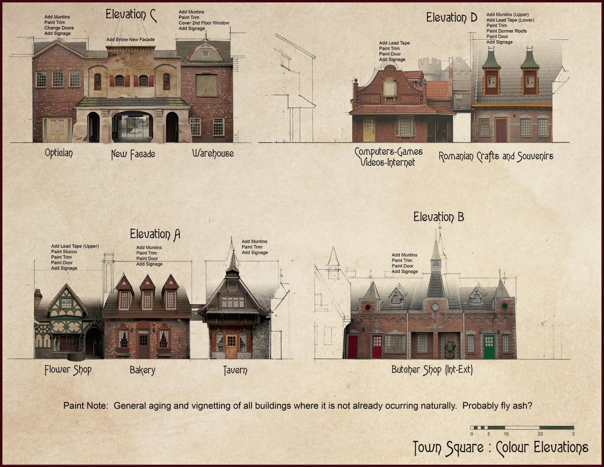 Paint Elevations for Romanian Town Square